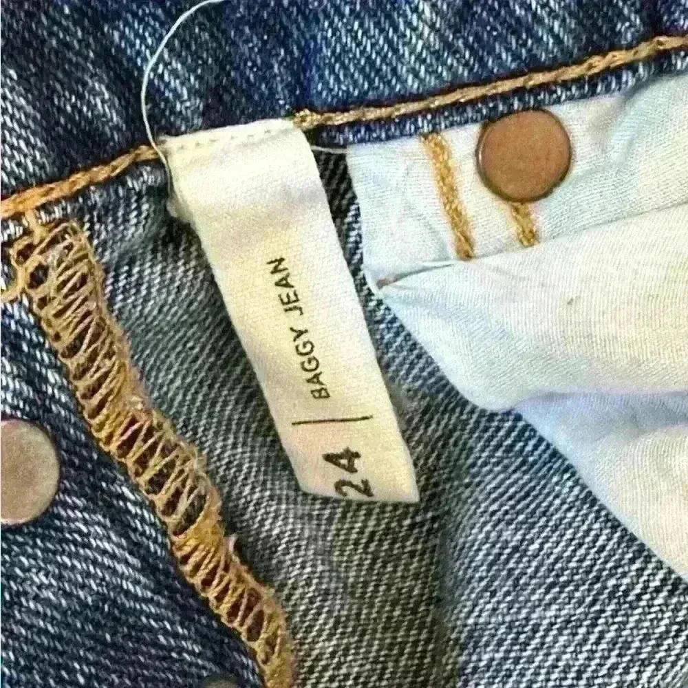 PacSun Women's Baggy Denim Jeans Distressed Wide Leg Button Fly Wide Leg Size 24